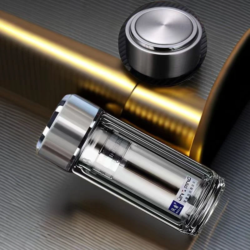 男士透明车载杯女士保温大容量泡茶刻字双层耐高温玻璃杯子喝水杯