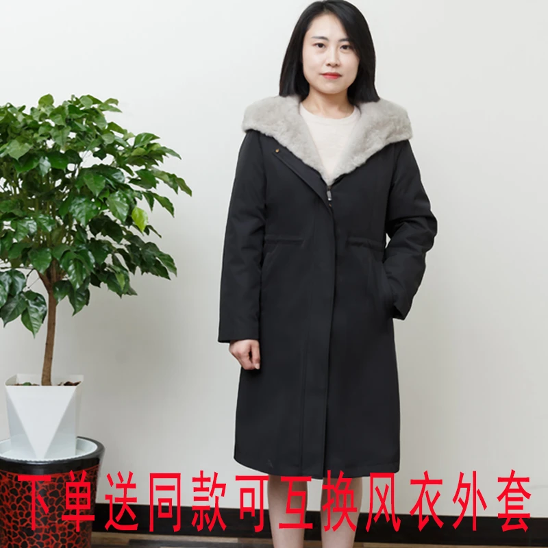 （衣长95）买一送一时尚保暖女士连帽冬季保暖派克服中老年装休闲女