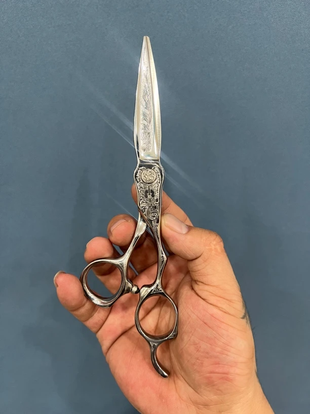 美发剪刀平剪专业理发剪刀水古花纹6.3寸发型师专用剪刀家用剪刀