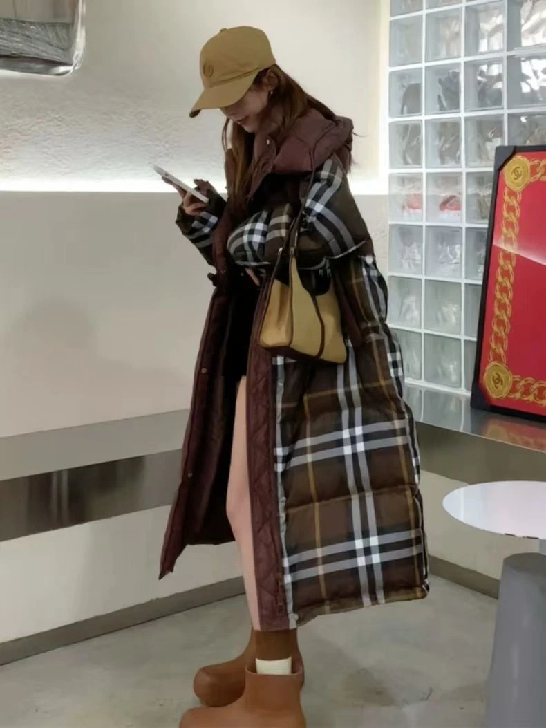 【悠悠专属】设计师款美拉德格子长款外套