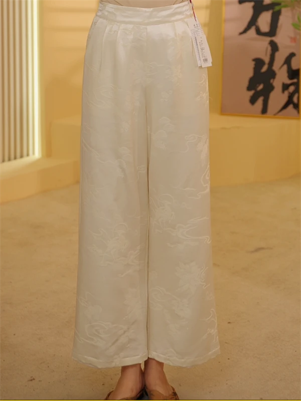 [清雅]新中式桑蚕丝复古裤子女国风23013-3