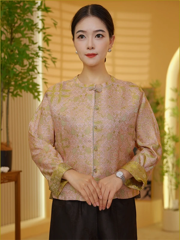 [若夕]新中式桑蚕丝复古小衫女国风24988