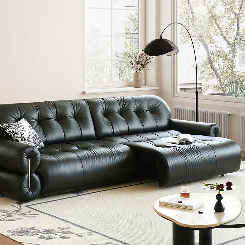 电动多功能真皮沙发床客厅两用意式复古轻奢可伸缩头等舱云朵沙发