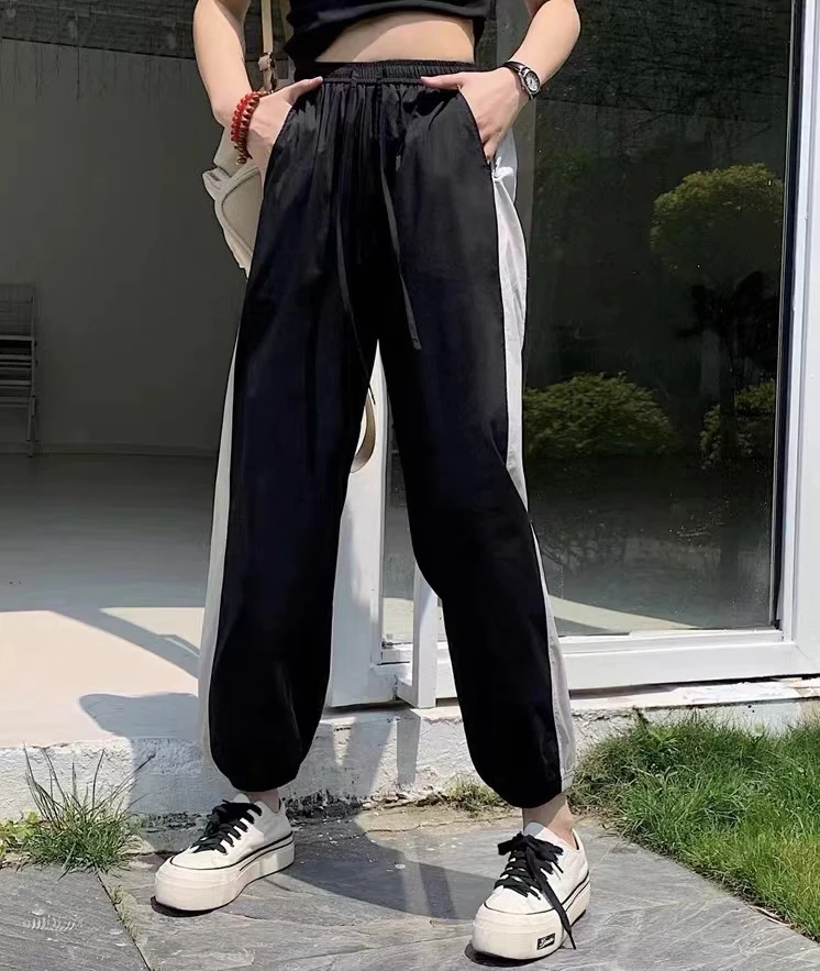 女士休闲裤潮流时尚夏季薄款宽松百搭透气运动裤慵懒风长裤束脚裤