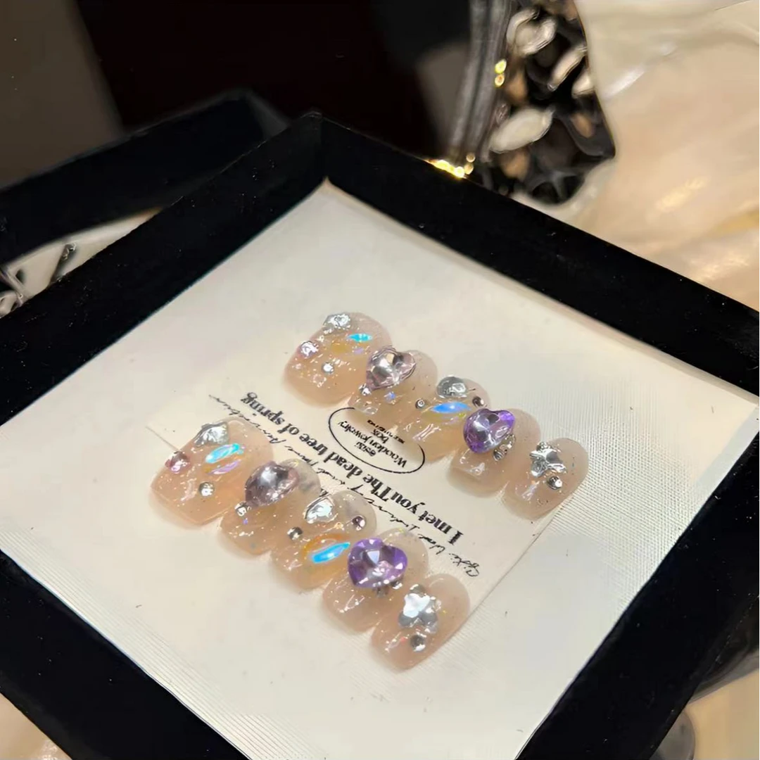 15【多啦A梦】10片装手工爆闪满钻气质穿戴甲