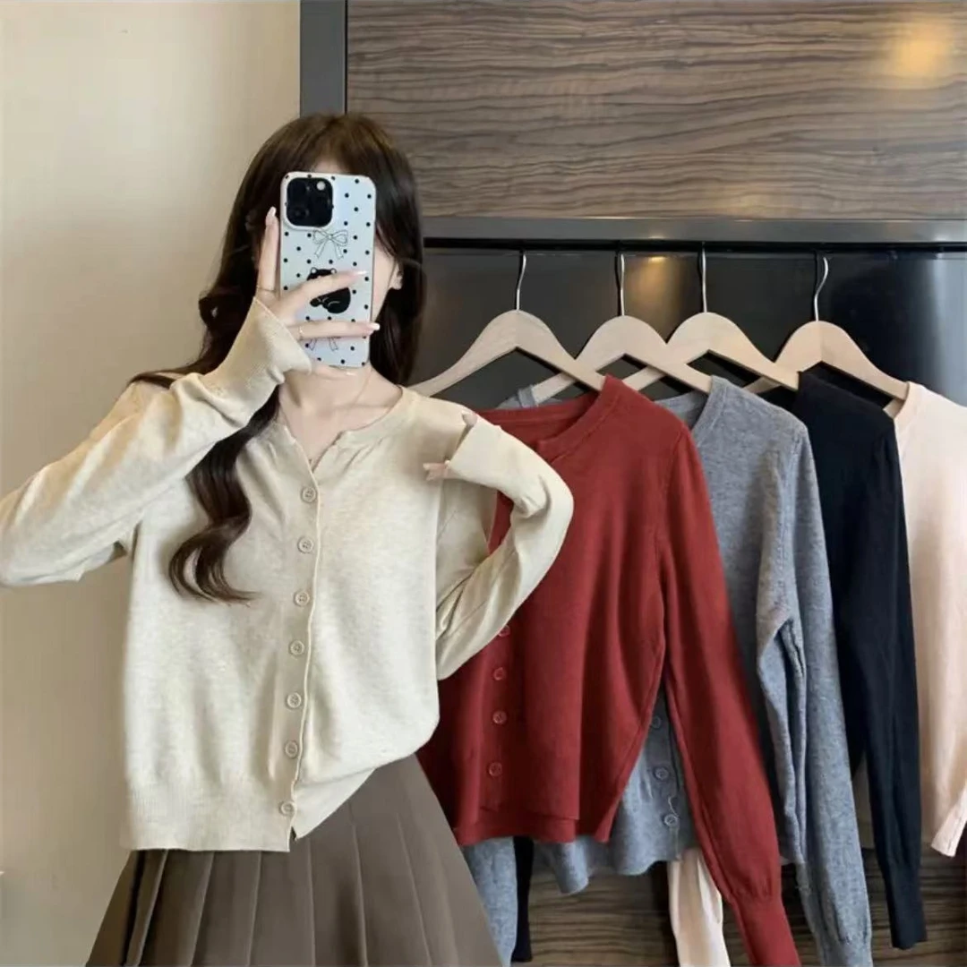 Jeanswest/真维斯2024新款开衫时尚长袖潮流易搭纯色休闲外衣内搭