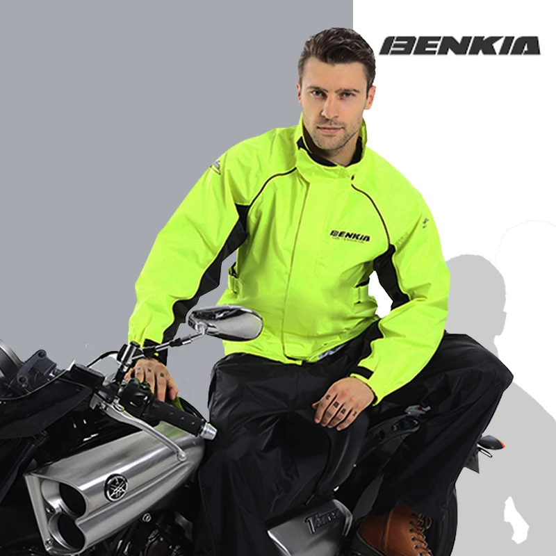 BENKIA宾骑亚摩托车骑行雨衣套装机车夜间反光防水防风四季赛车服