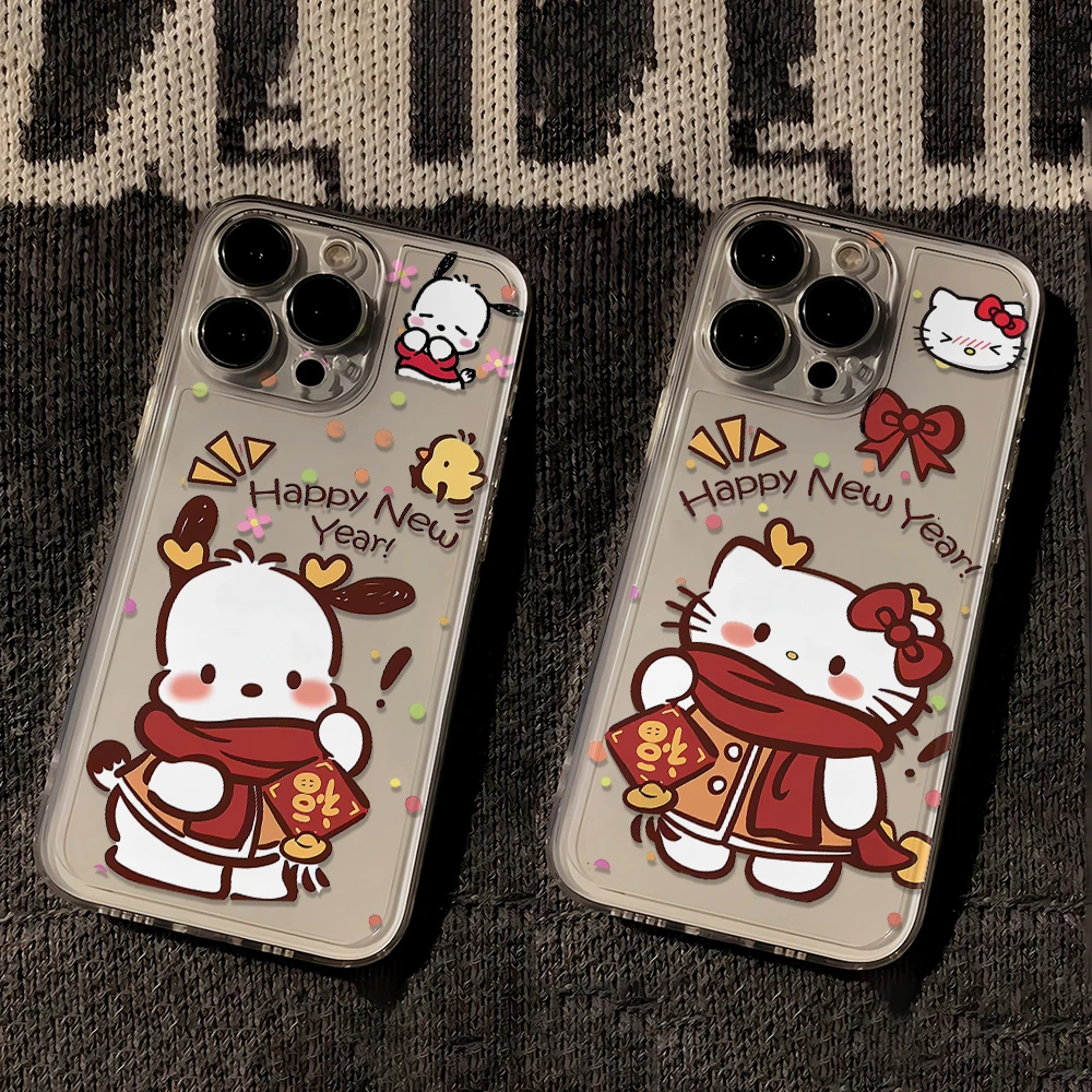 拜年凯蒂猫帕恰狗苹果小米华为iPhone15手机壳14promax太空软壳13