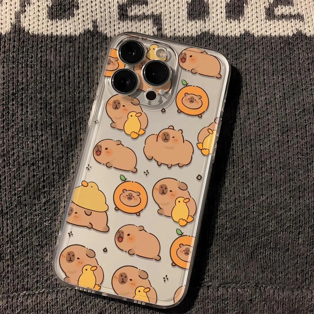 苹果oppo小米vivo华为鸭鸭卡皮巴拉苹果15手机壳iphone14pm太空13