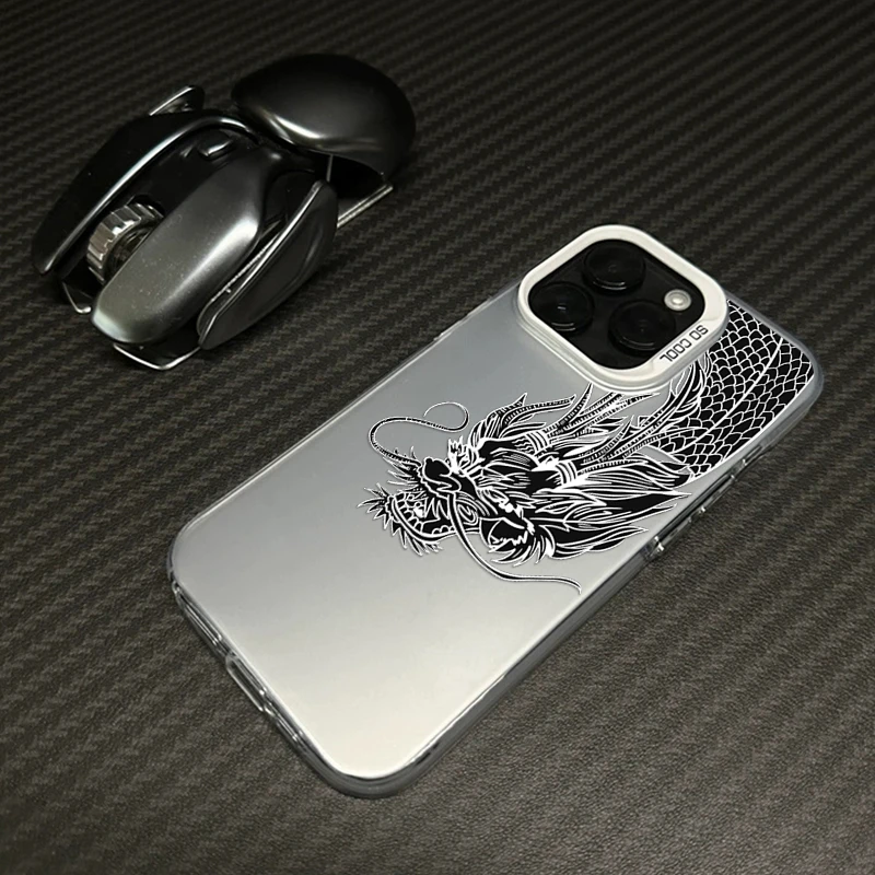 黑色龙头苹果iPhone15promax手机壳14/13/12/11大孔xr软元气壳T