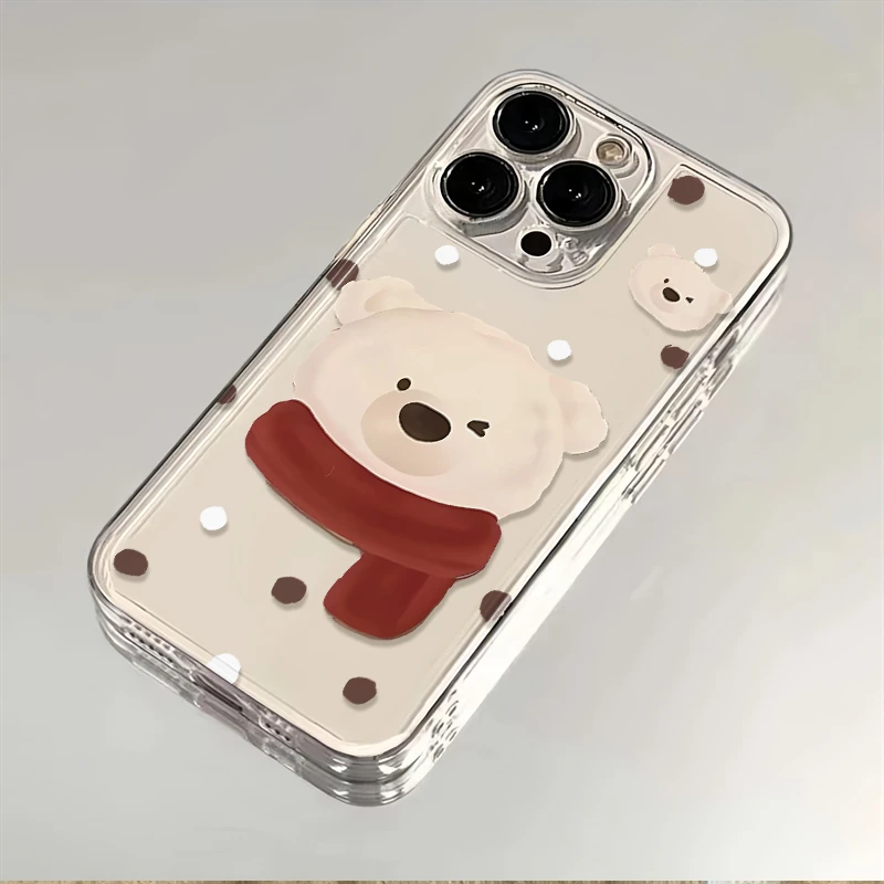 波点围巾小熊苹果小米华为iPhone15/14promax手机壳13/12太空软壳