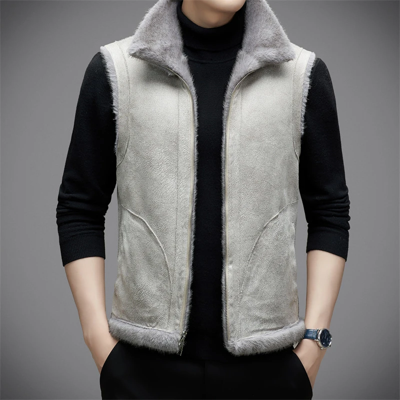 皮草水貂绒马甲双面穿背心拉链立领外套男女秋冬皮毛一体无袖坎肩
