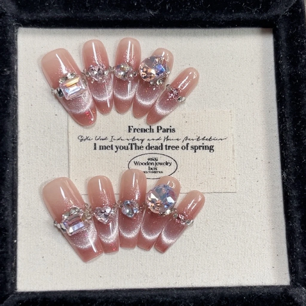 【霓虹秘境】纯手工穿戴甲东洲钻显白春夏款可重复使用