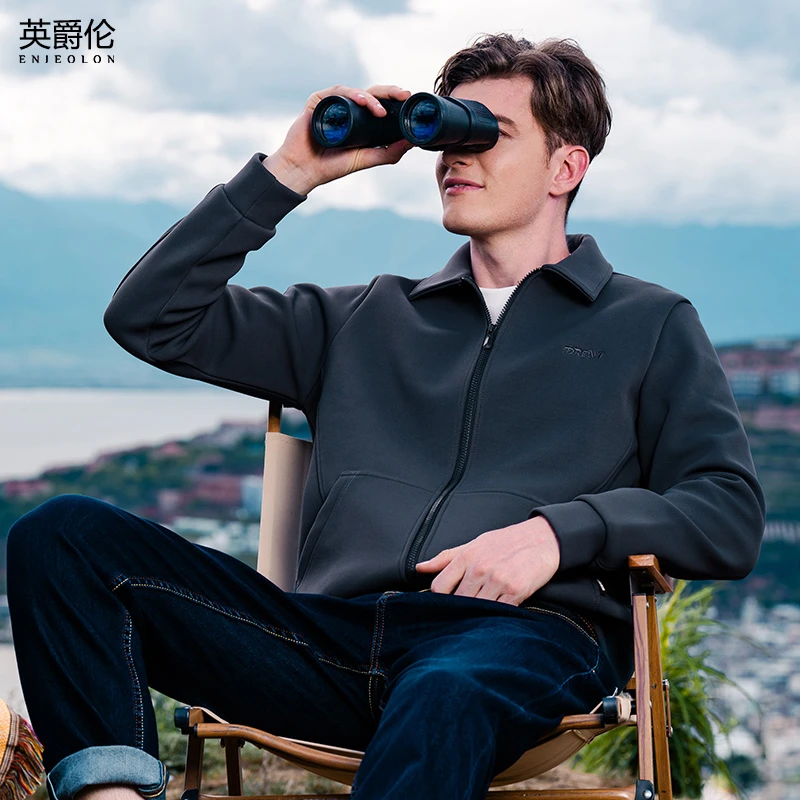 重磅岩石绒开衫卫衣男士2025秋冬翻领字母刺绣拉链夹克外套WY4950