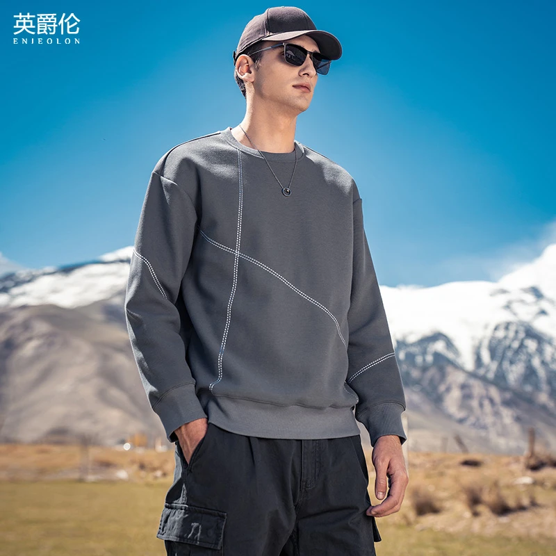 470G重磅银狐绒卫衣男2023秋季条纹上衣秋冬加绒加厚外套WY5575