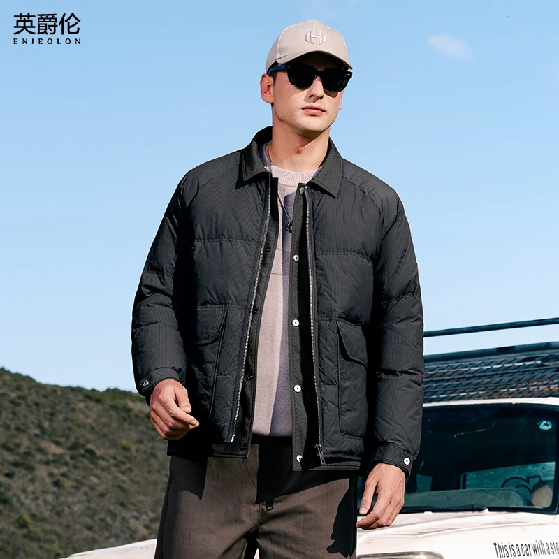 假两件衬衫领羽绒服男冬季90绒子含量鸭绒保暖翻领外套YR4061