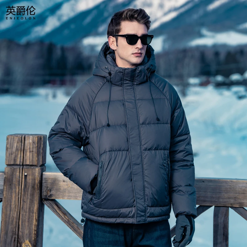 高充90白鸭绒子羽绒服男2025冬季可拆卸连帽面包服冬装外套728