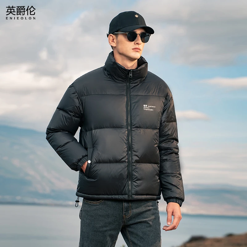 英爵伦 白鸭绒保暖厚实羽绒服男 潮流简约立领外套短款YR659-3