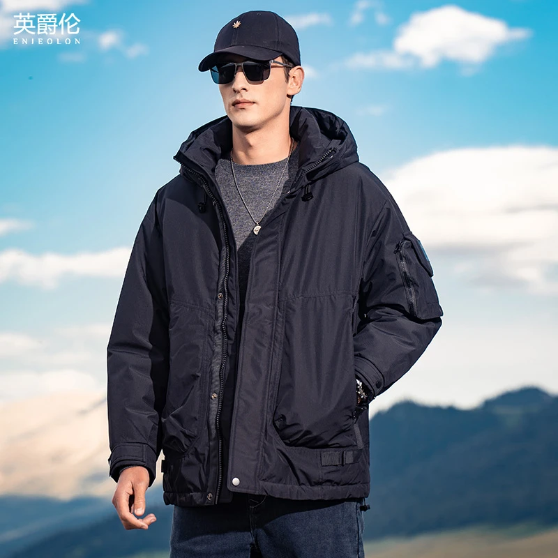 连帽加厚防寒羽绒服男2023冬季新款户外工装机能风冬装外套YR4320