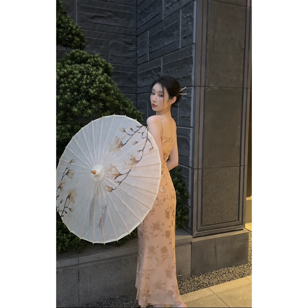【雅乔定制-西子】 高级感气质女装 植绒吊带连衣裙DYQQ-22030954