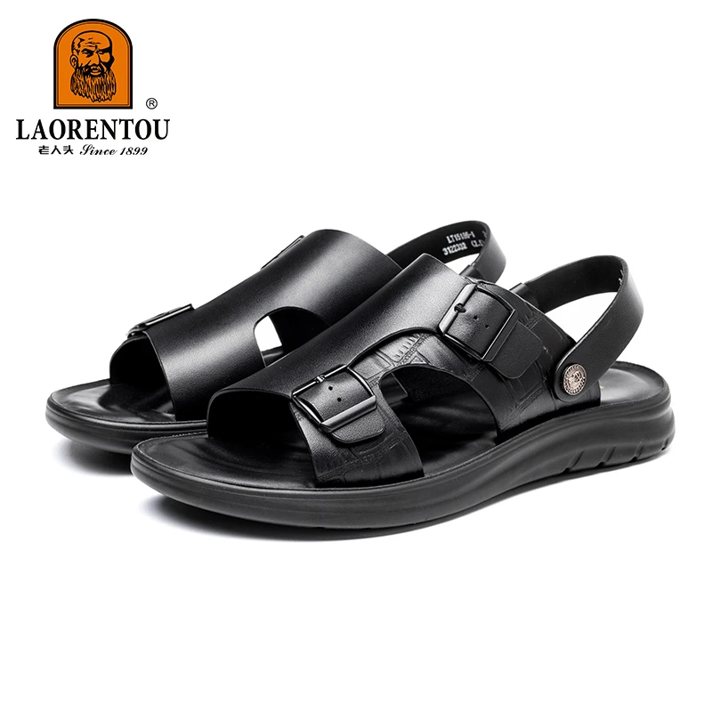 老人头春夏新款男士舒适时尚户外休闲百搭透气软底沙滩鞋男款凉鞋