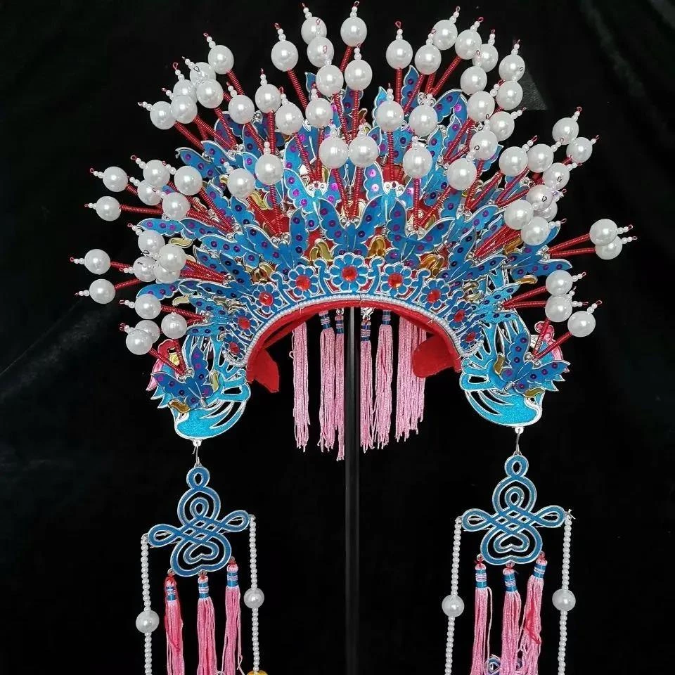 舞台演出古装新娘凤冠凤冠霞帔服装戏剧头饰帽新款国潮穆桂英