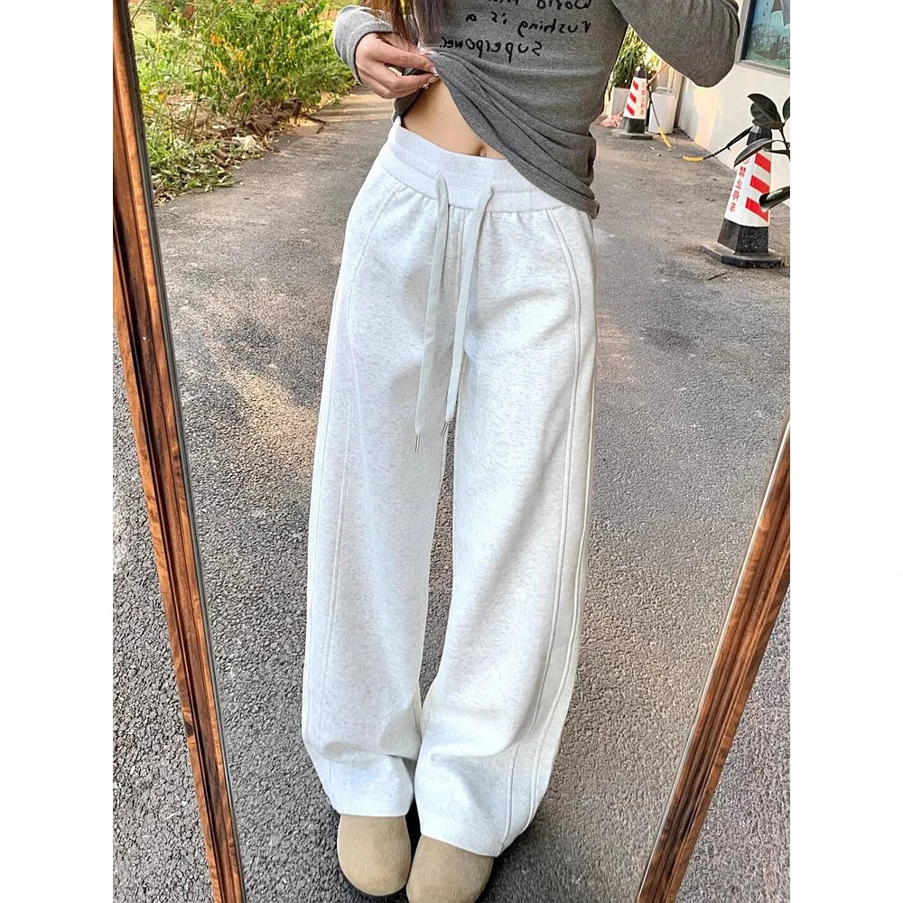 2024秋冬新款显瘦高腰直筒阔腿裤女窄版宽松休闲垂感拖地lulu神裤