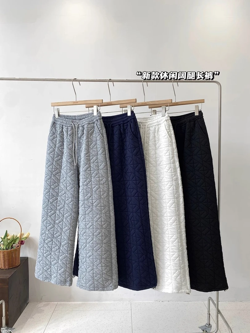 保暖加厚直筒阔腿裤女秋冬2024新款两穿运动直筒阔腿宽松休闲卫裤