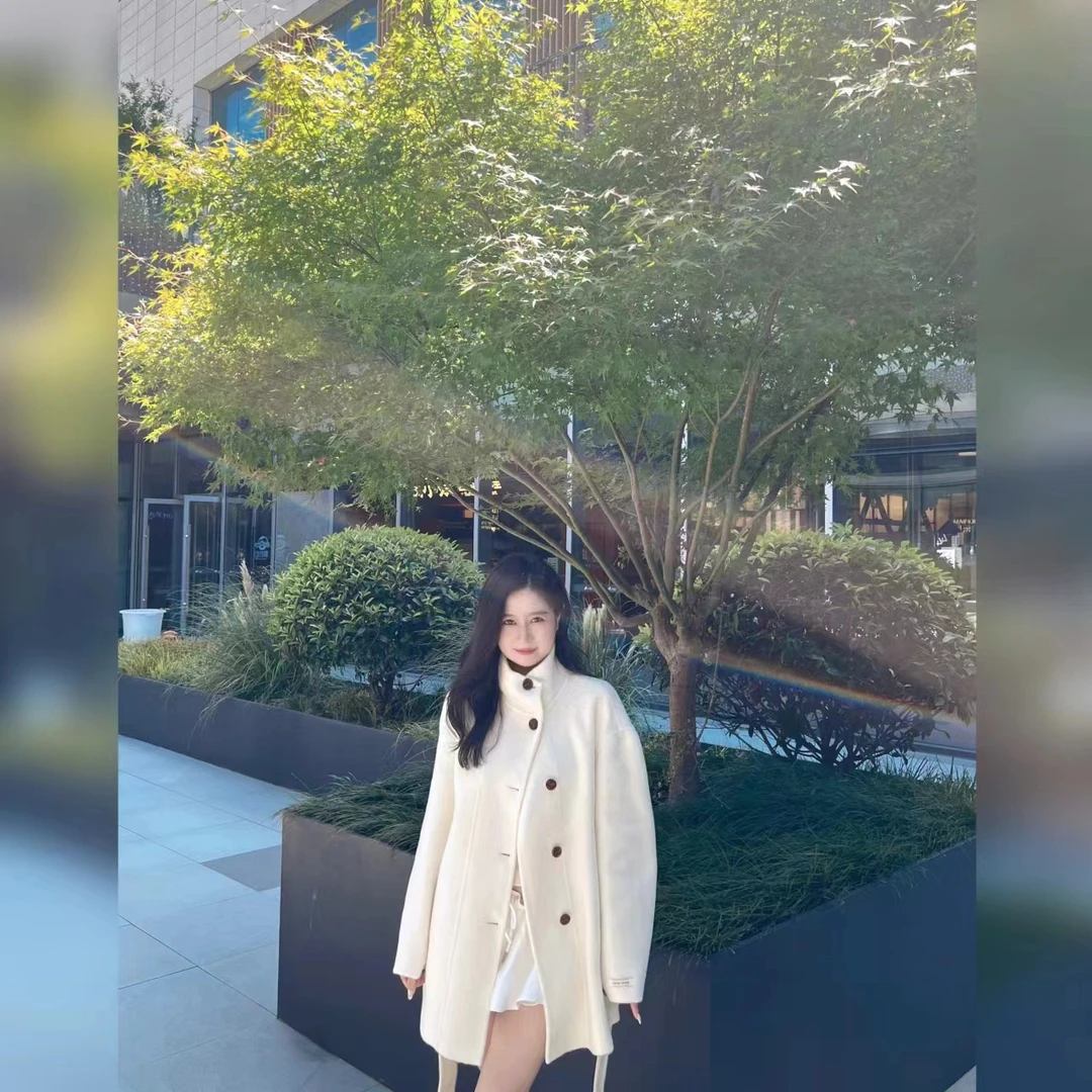 【Jing Jing】2025新款韩版高领宽松绵羊毛大衣外套3328JJ