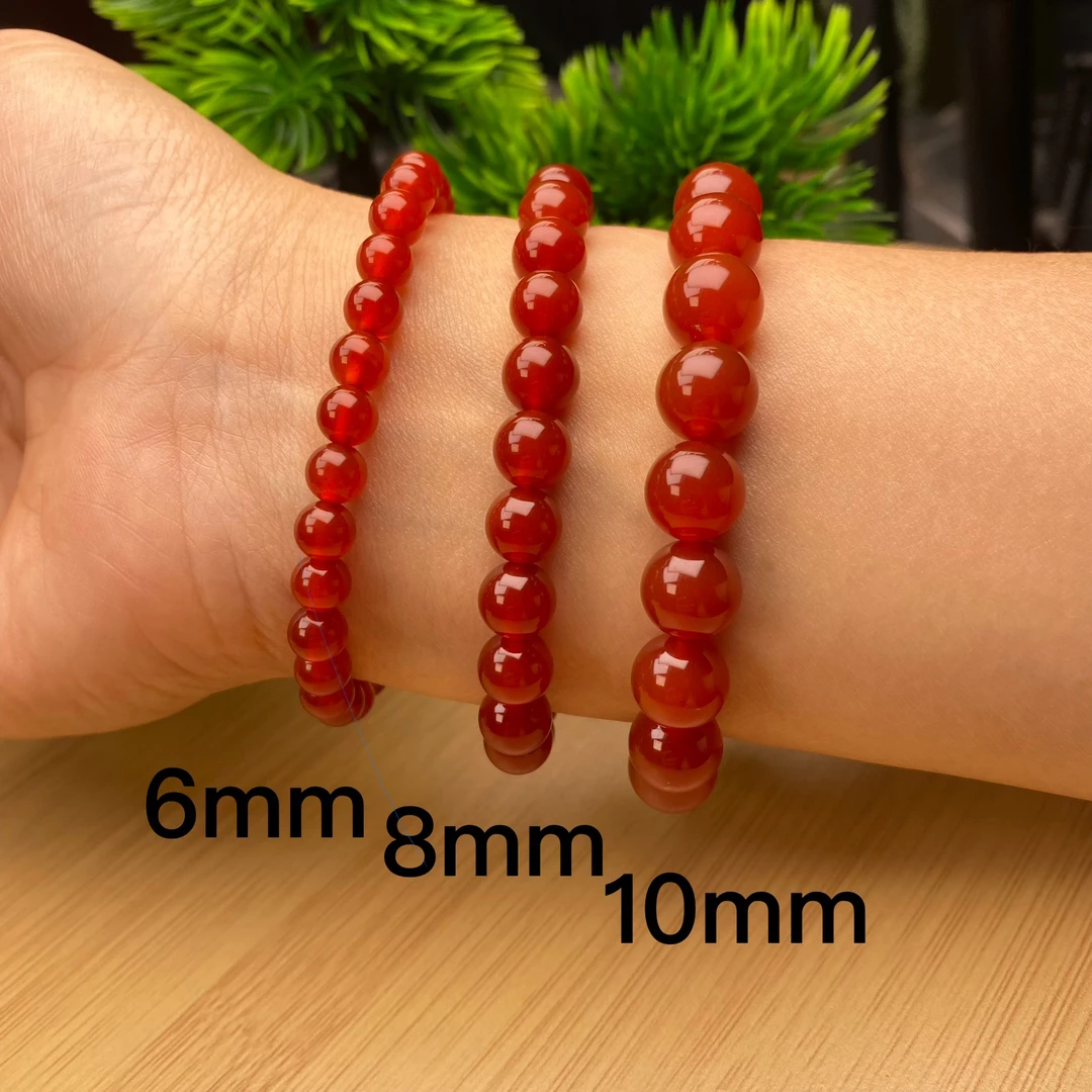 红玛瑙素圈时尚百搭女款红色轻奢手串