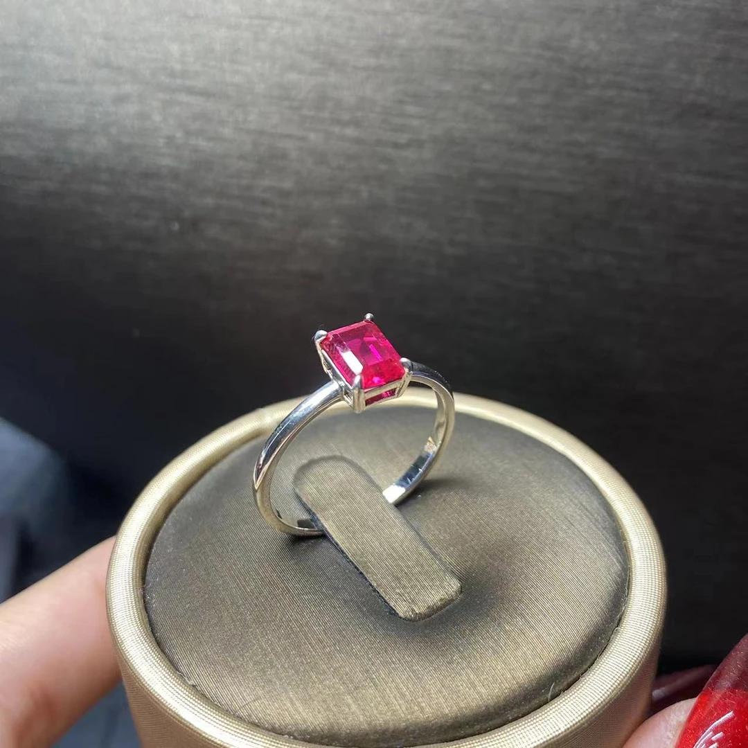 南非18A u婚戒 光臂祖母切1克拉红戒指.H