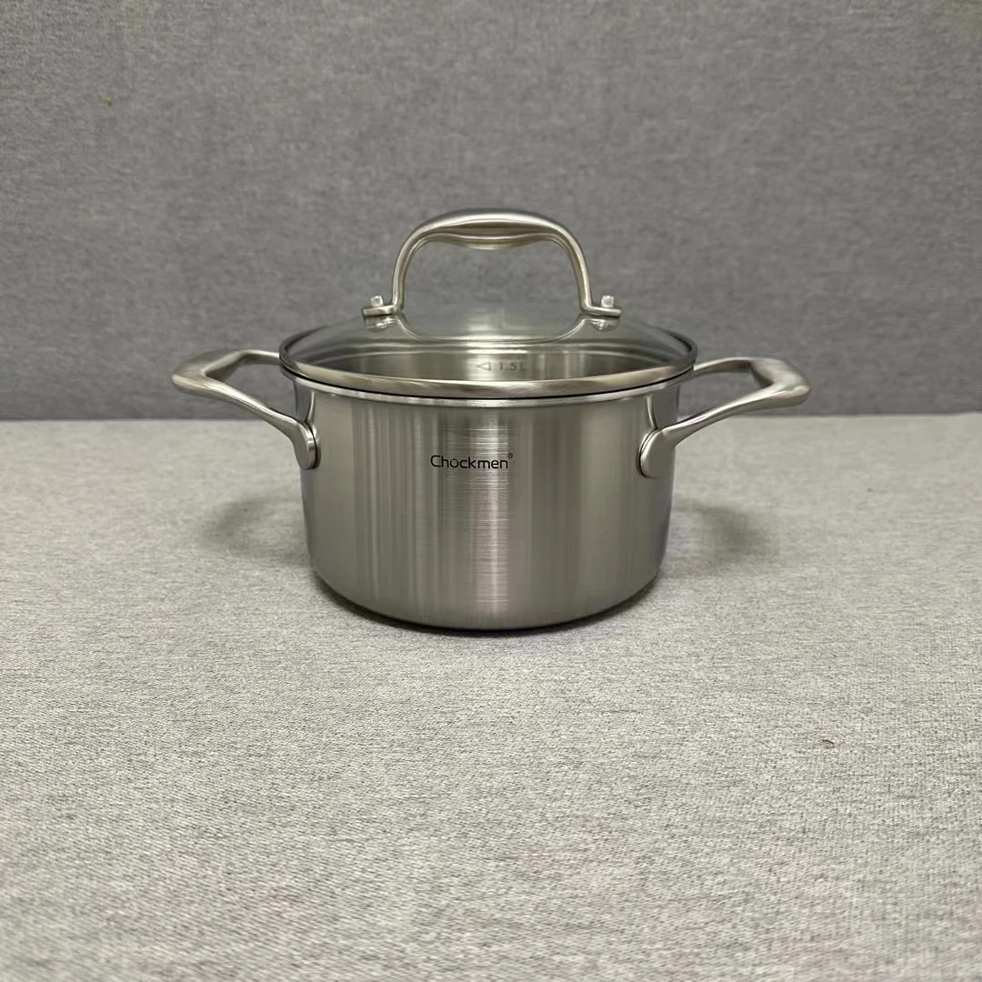 8-050 Chockmen无涂层双耳奶锅16*9.5CM 1.5L带盖重约1.18KG