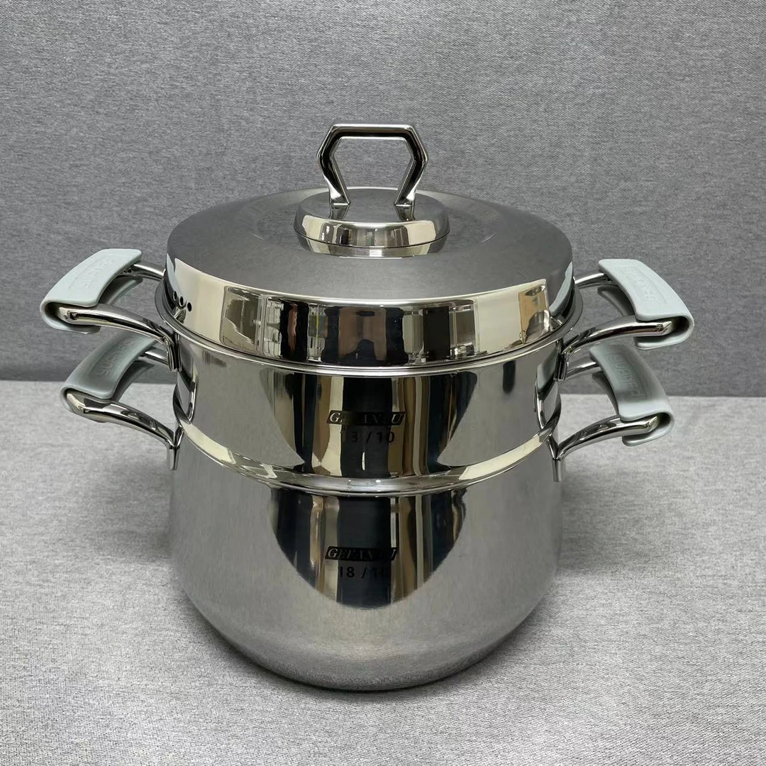 4-025 不锈钢双耳蒸锅 带钢盖 口径22CM 整锅重约2.61KG