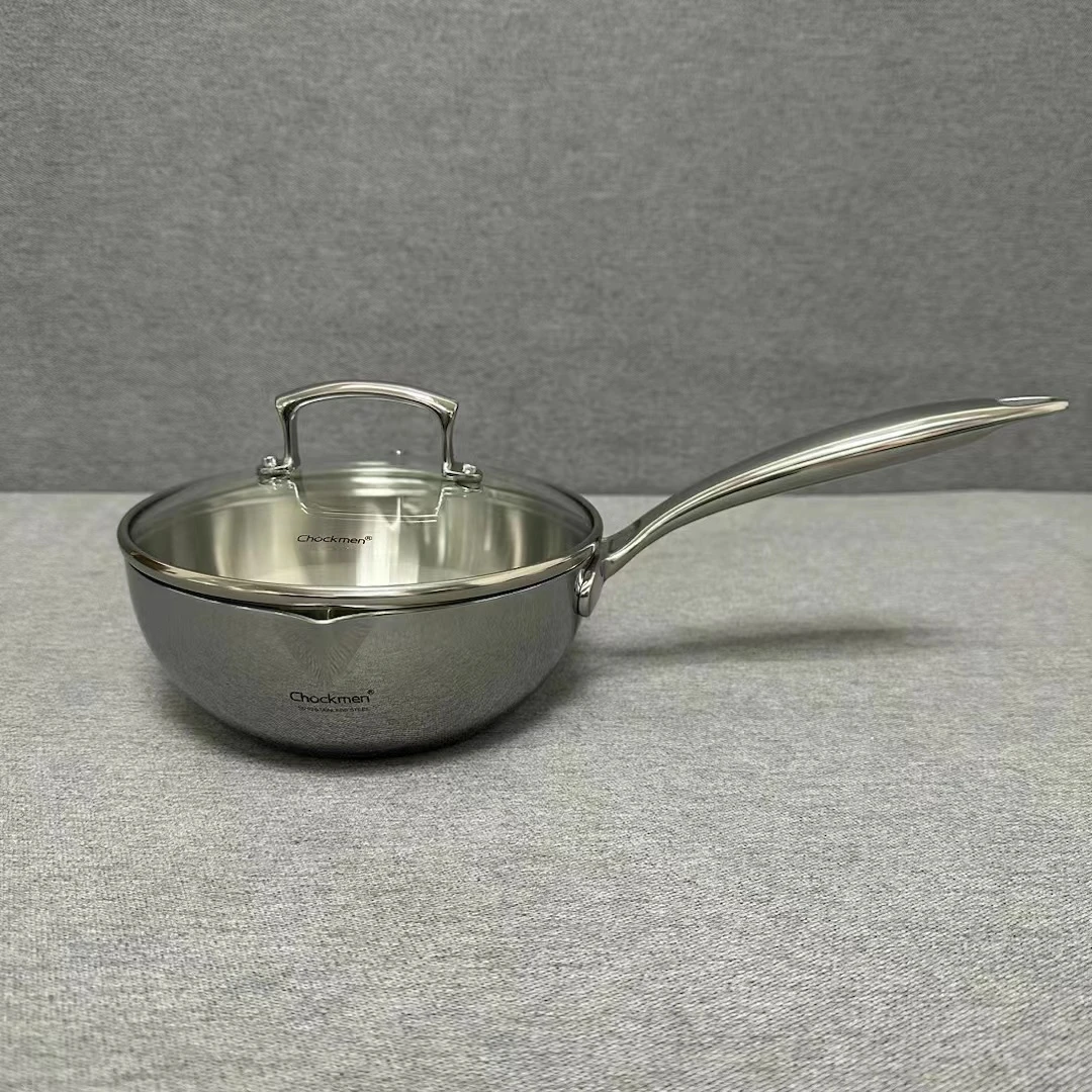 11-013 Chockmen 不锈钢单柄奶锅  16*6CM 0.75L 带盖重约0.81KG