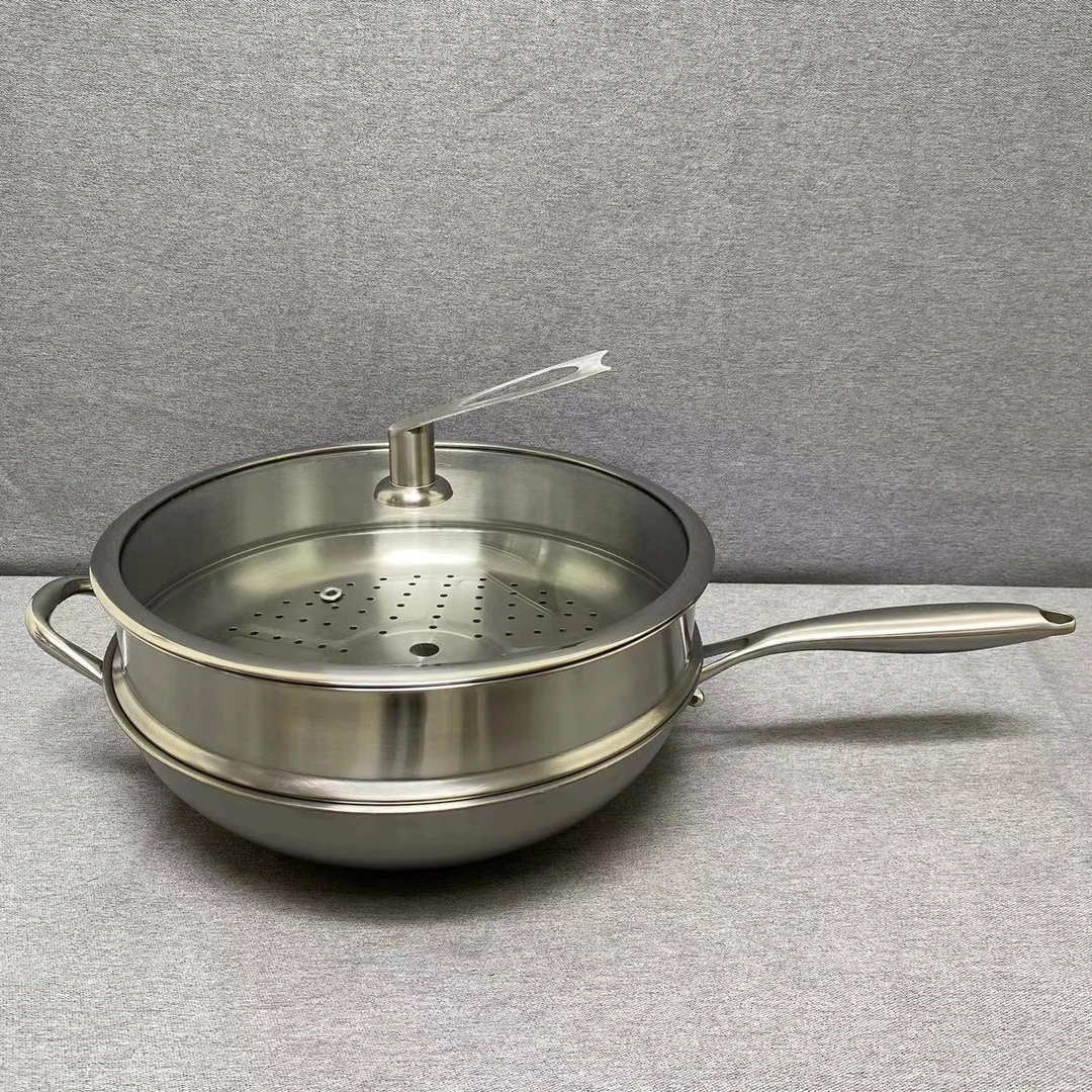 4-011 内钛单柄炒锅 带蒸屉 32*8.5CM 整锅重约2.78KG