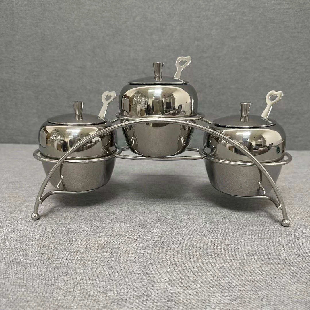 9-042 不锈钢调料罐一套  重约0.65KG