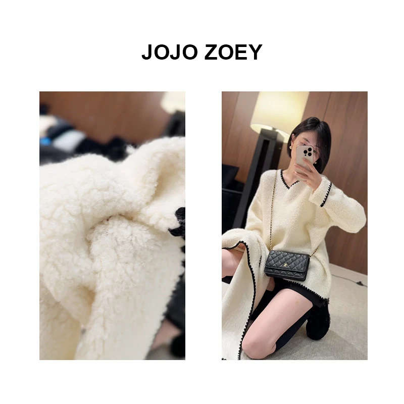 JOJO ZOEY【清仓NO退换】白色软糊糊毛围巾毛衣女zz-2880