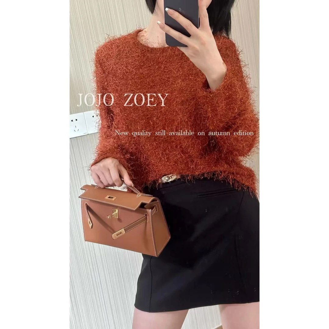 JOJO ZOEY【清仓NO退换】毛茸茸氛围感流苏上衣纯色简约百搭zz-2534