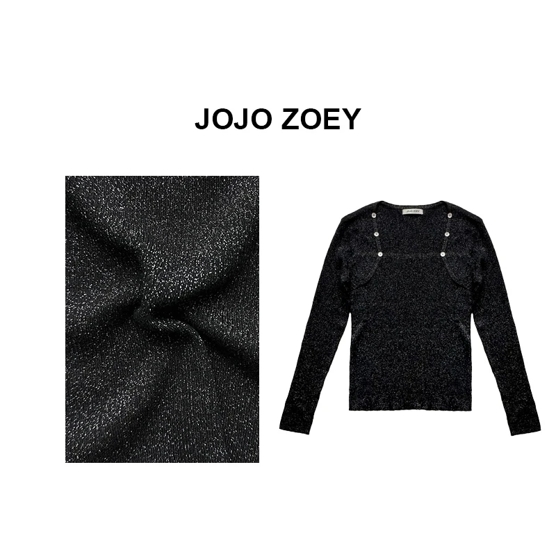 JOJO ZOEY【清仓NO退换】璀璨星空点点设计感方领性感毛衣cx-2706