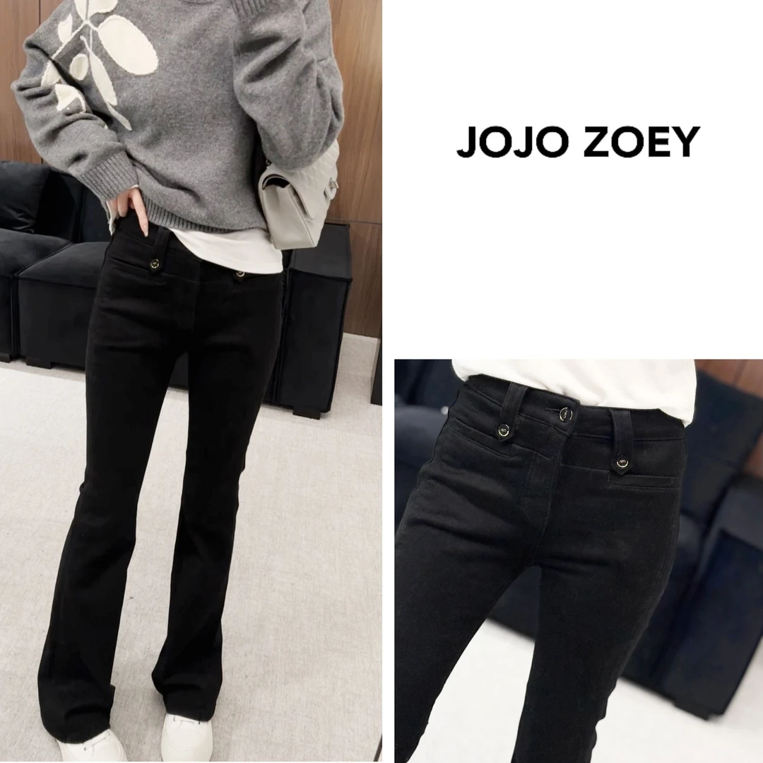 JOJO ZOEY【清仓NO退换】~显瘦高腰加绒加厚牛仔喇叭裤kz-2968