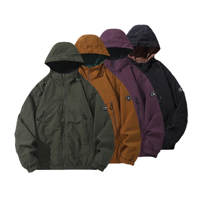 【双面穿】夹克男春秋季户外运动防风宽松休闲连帽外套潮J0002