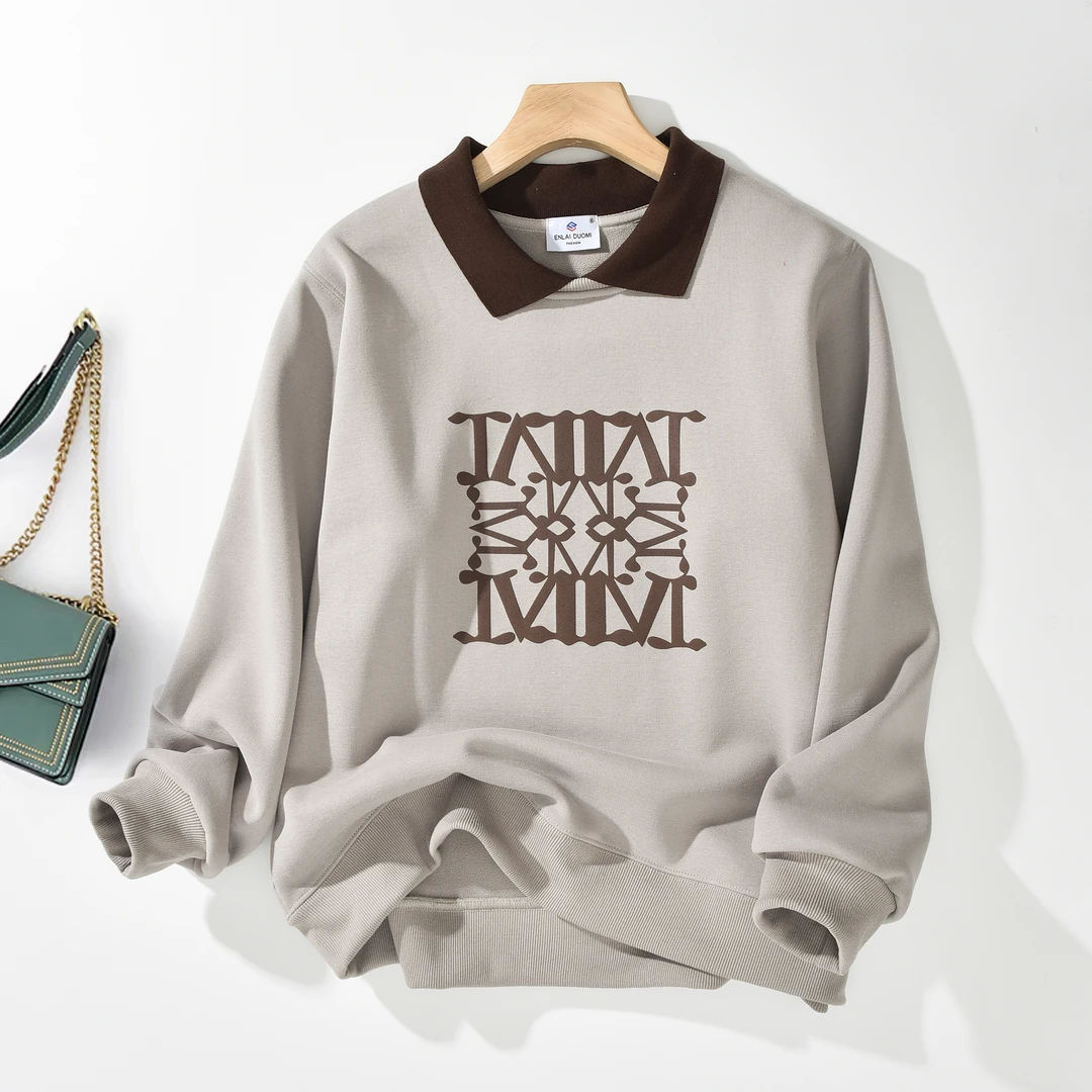 加绒冬季新款polo衫翻领卫衣时尚减龄小个子短款上衣百搭洋气上衣