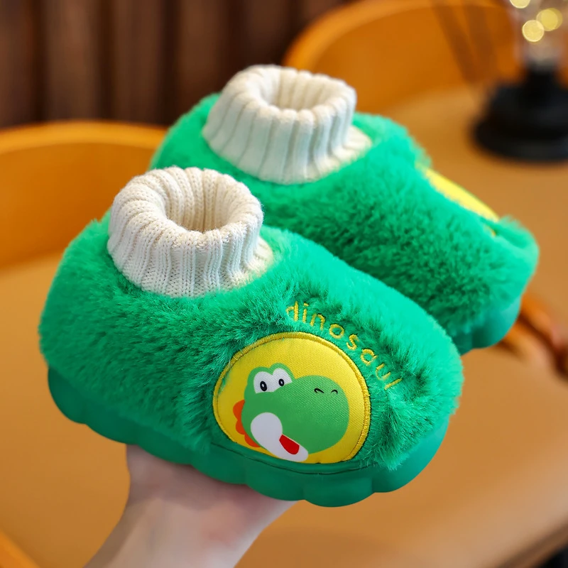宝宝棉拖鞋秋冬恐龙室内防滑儿童男童棉鞋包跟幼儿女孩加绒加厚