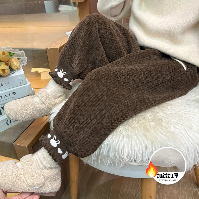 女童加绒裤子一体绒儿童加厚休闲裤卫裤小女孩宝宝秋冬装2025新款