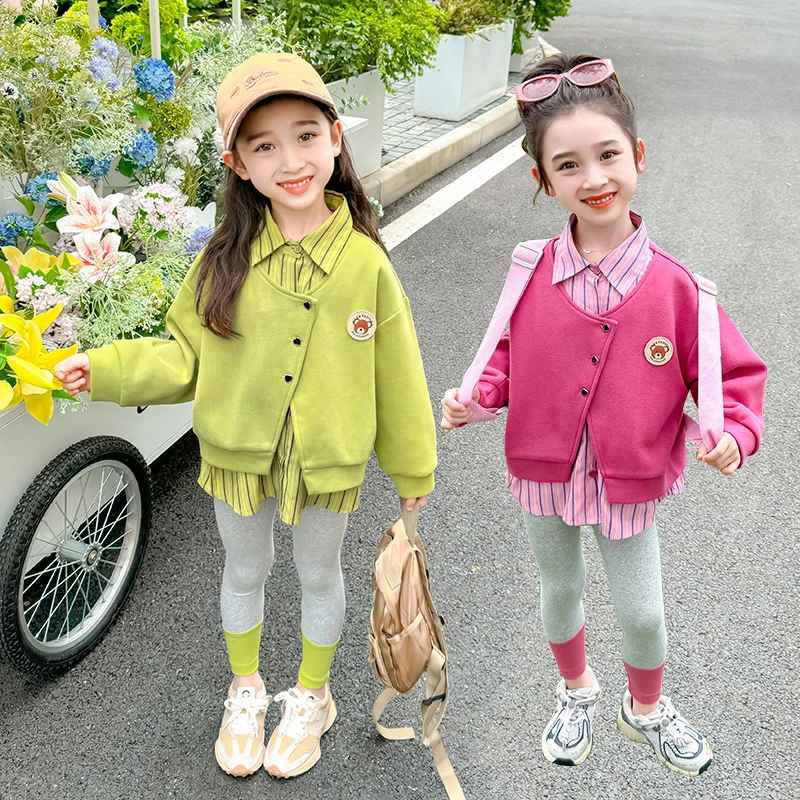 女童套装洋气韩版儿童假两件卫衣打底裤两件套女孩宝宝春秋装新款