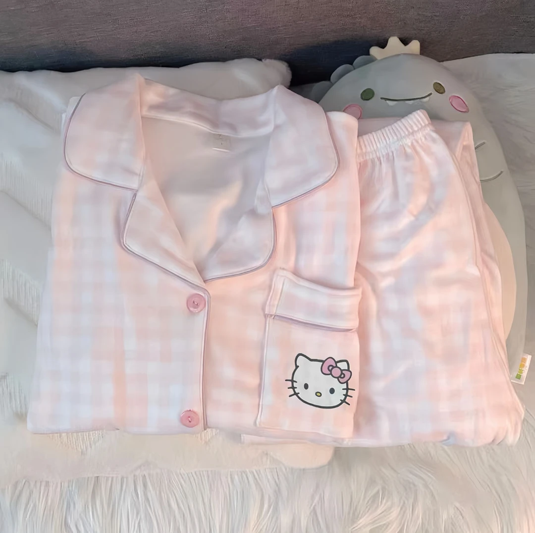 【德绒】2024睡衣女秋冬甜美卡通印花学生少女开衫家居服套装122