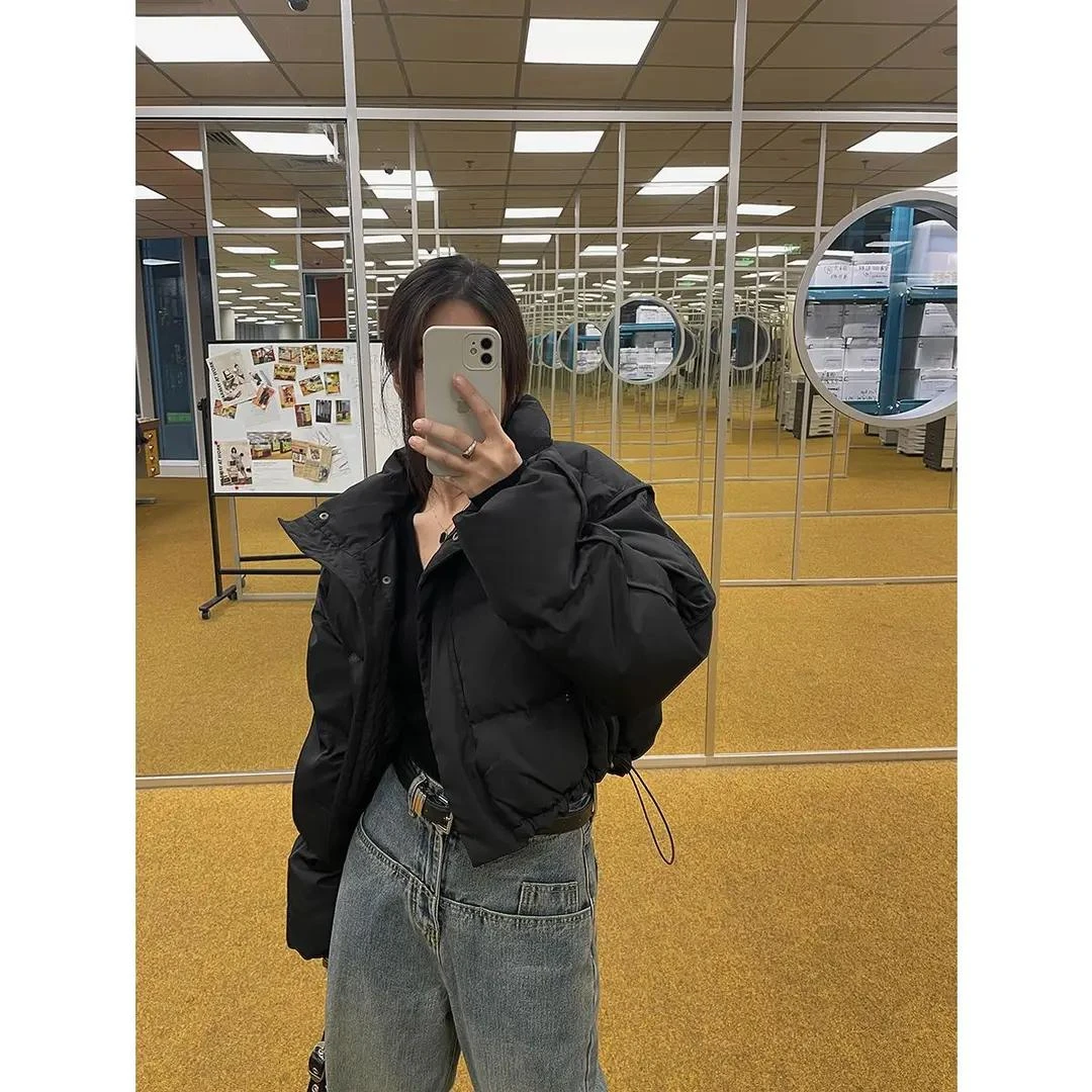 断码清仓羽绒服双11特卖2023年时尚新款短款炸街高腰加厚立领下摆