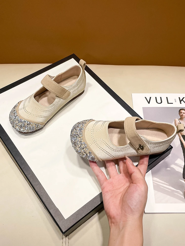 女童水晶鞋闪亮2024新款春秋儿童鞋子小香风公主鞋女宝宝软底皮鞋