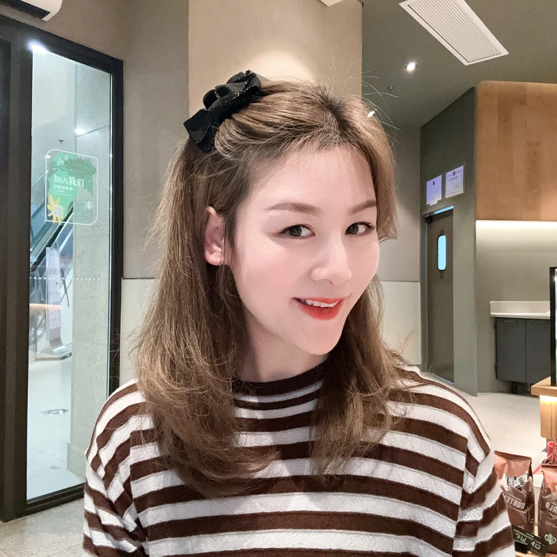 亮线黑丝带刘海抓韩版盘发抓头夹ins少女抓夹网红蝴蝶结百搭边夹