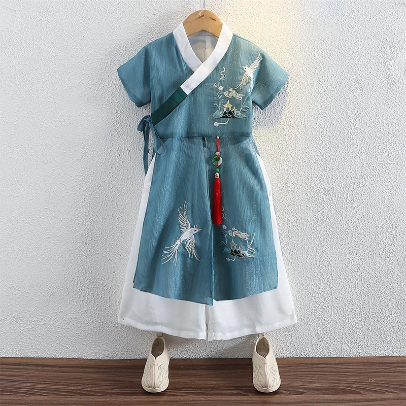 儿童汉服中国风男童唐装套装古装夏季新款国学男孩超仙古风演出服